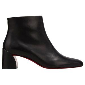 Christian Louboutin Turela Ankle Leather Boots 55mm Heel Black Shoes